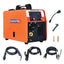 Portable orange MIG welder with digital controls and accessories