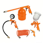 5 Pc Air Tool Kit Tire Inflator Spray Gun Air Duster Wash Gun Recoil Hose