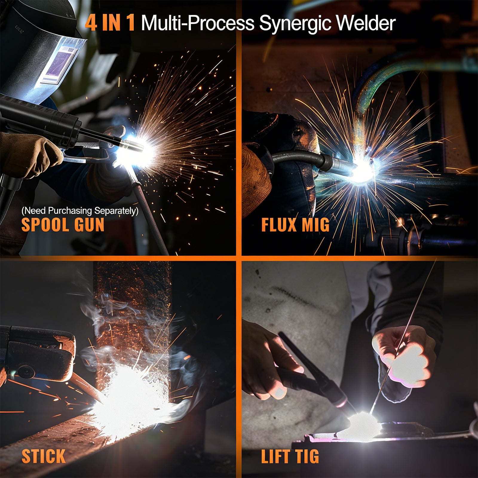 300A DiPulse Aluminum MIG Welder | 5-in-1 Gas / Flux Core / Pulse MIG / Lift TIG / Stick | 110V/220V Dual Voltage with LCD Display Secondary image