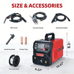 160A 3-in-1 Beginner MIG Welder | Gasless Flux Core, Lift TIG, Stick | 110V Portable Welder with Synergic Control & LED Display