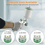 PANERGYRIC Professional HVLP Gravity Feed Air Spray Gun Kit | 3 Nozzle Set (1.7/2.0/2.5mm) & 600cc Cup | for Automotive, Furniture & Industrial Painting