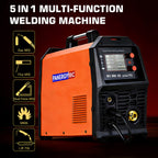 300A DiPulse MIG Welder | 5-in-1 Aluminum Welder with Pulse MIG, Gas/Flux Core, Lift TIG, Stick | Dual Voltage 110V/220V, LCD Display