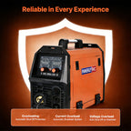 200A 4-in-1 Synergic MIG Welder | Gas/Gasless MIG, Stick, Lift TIG | Dual Voltage 110V/220V | IGBT Inverter & LCD Display