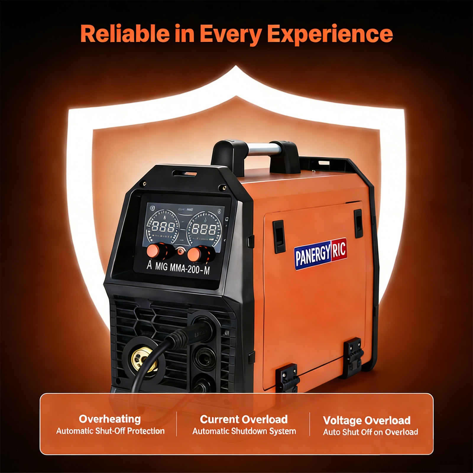 200A 4-in-1 Synergic MIG Welder | Gas/Gasless MIG, Stick, Lift TIG | Dual Voltage 110V/220V | IGBT Inverter & LCD Display