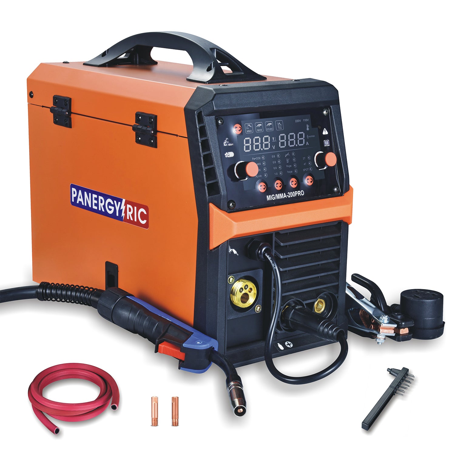 200A Portable 4-in-1 Synergic MIG Welder | Gas/Flux Core MIG, Stick, Lift TIG | 110V/220V Dual Voltage with LCD Display Main image