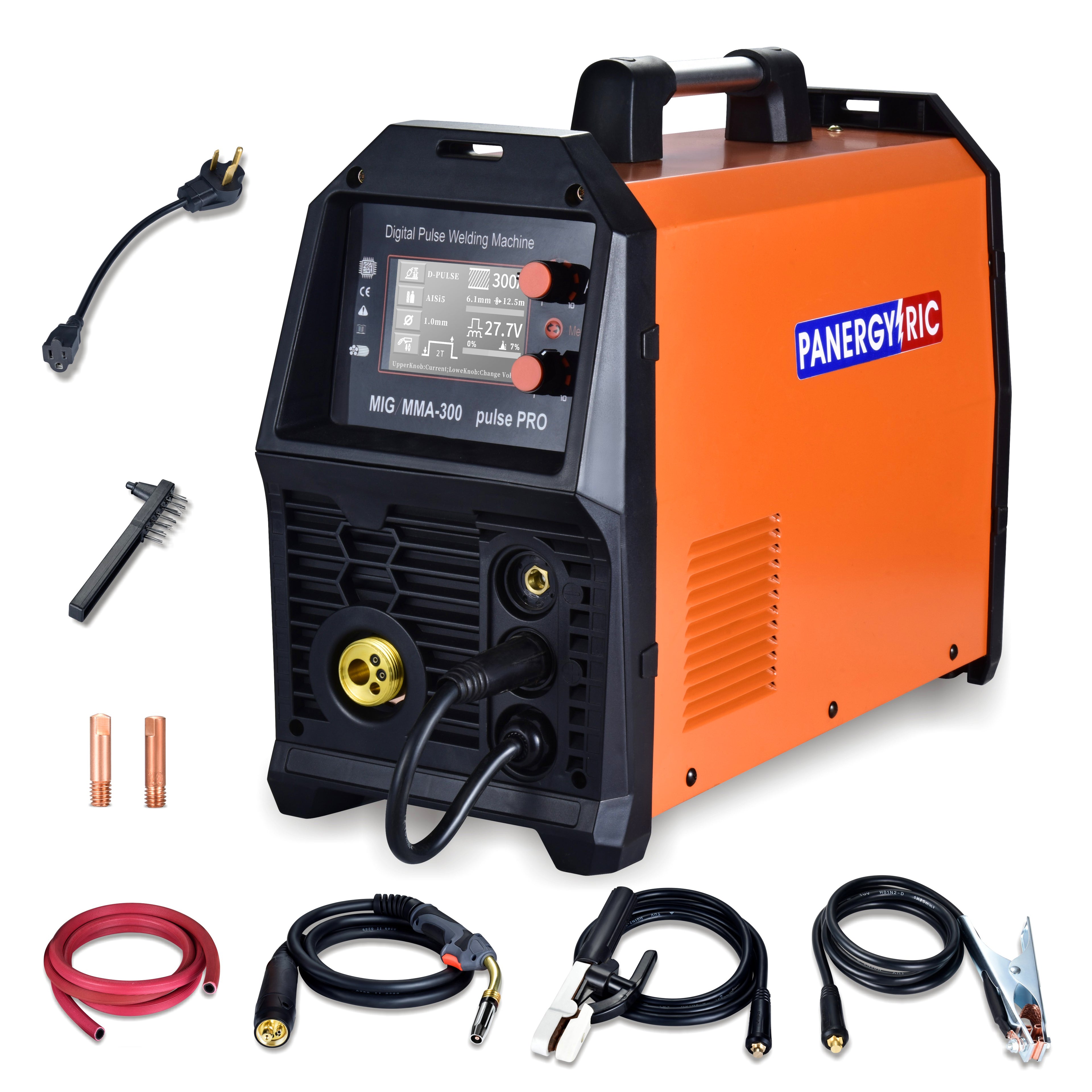 300A DiPulse MIG Welder | 5-in-1 Aluminum Welder with Pulse MIG, Gas/Flux Core, Lift TIG, Stick | Dual Voltage 110V/220V, LCD Display