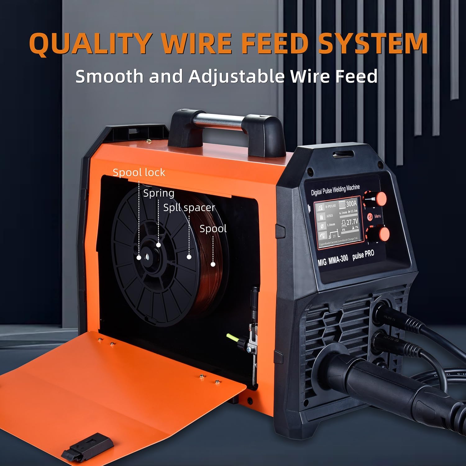 300A DiPulse MIG Welder | 5-in-1 Aluminum Welder with Pulse MIG, Gas/Flux Core, Lift TIG, Stick | Dual Voltage 110V/220V, LCD Display