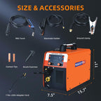 200A 4-in-1 Synergic MIG/TIG/Stick Welder, Dual Voltage 110V/220V Portable Welding Machine for Steel, Stainless, Flux Core